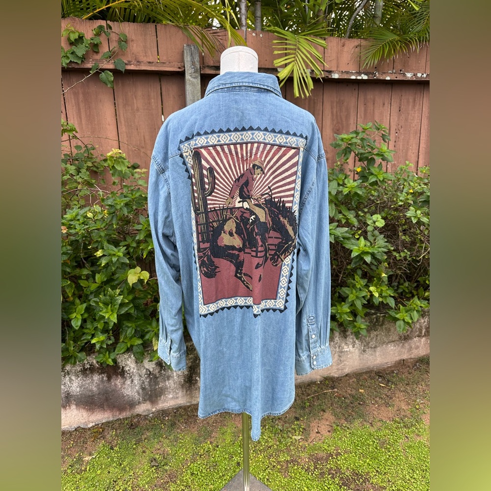 Wrangler Women's Rodeo Poster Light Denim Long Sleeve Size XXL - Picture 6 of 14